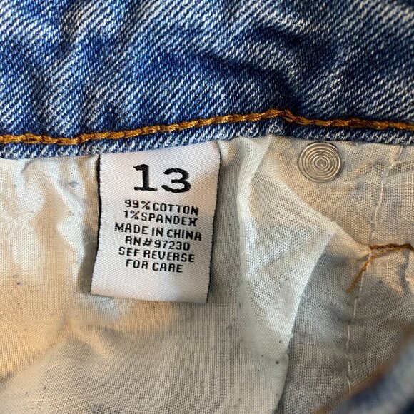 Almost Famous Dad Jean Distressed Ripped Straight Leg Blue Jr Sz 13 345G - Picture 11 of 12